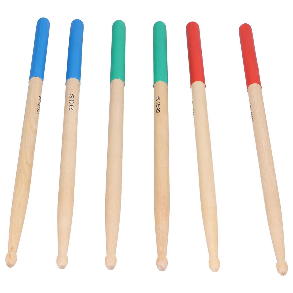 3 Pairs 5A Wood Drumstick Pack Set Kit NonSlip Music Instrument Accessory for Adults Kids