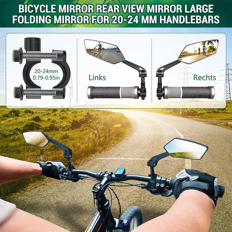 2 PCS 360-Degree Rotation Adjustable Foldable Side Mirror for Motorcycles ATV UTV Dirt Bikes Beach Rides
