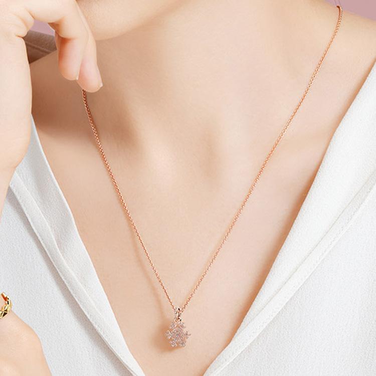 Pandora Shining Snowflake Necklace Set Women Necklace Rose-Gold ZT1060