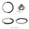 Original design natural black rutilated quartz s9Silver octagonal beaded bracelet for men and women, simple design for couples