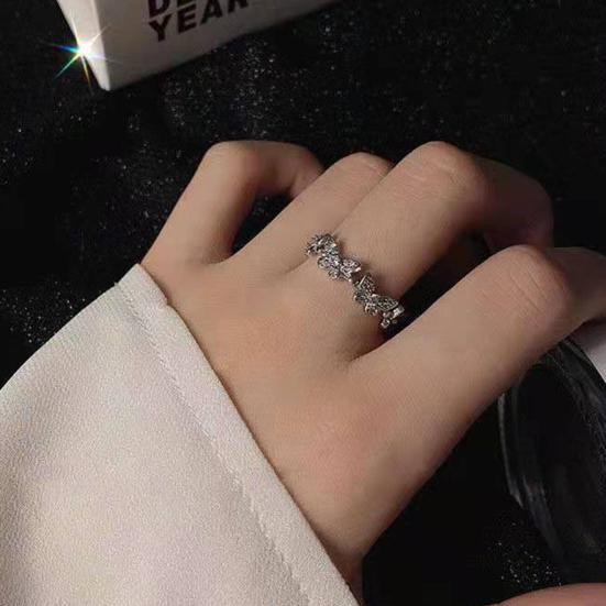 Bague de fiançailles ajustable style coréen avec papillons