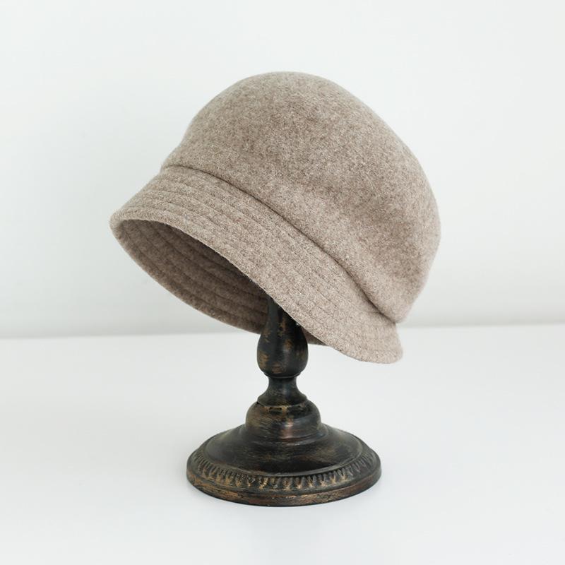 All wool Basin Hat for Women Foldable for Autumn and Winter  Japanese Style Beret  Short Brimmed Fisherman's Hat Korean Style Versatile