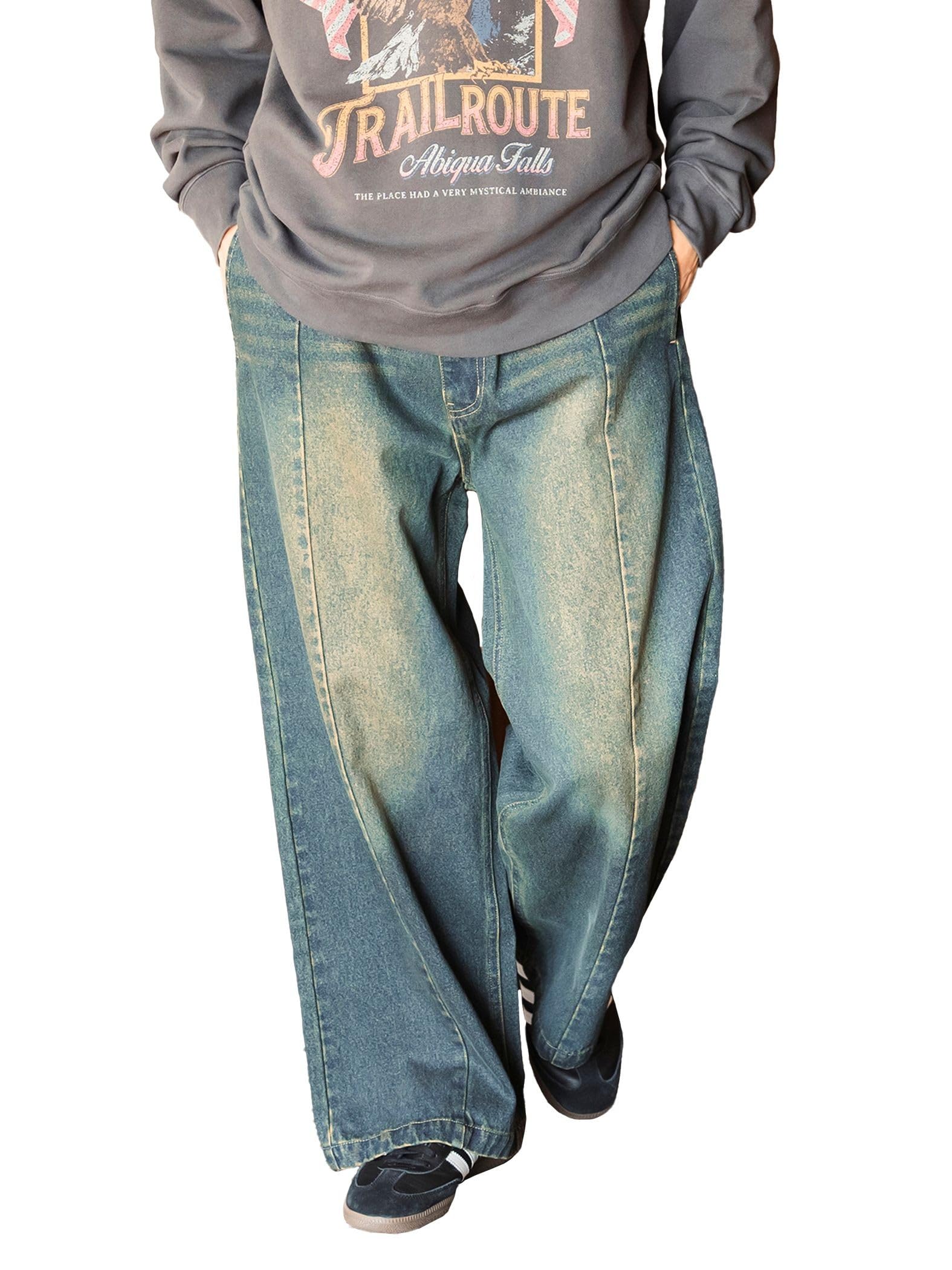 

Джинсы Beams Heart Blast Seam Мешковатые джинсовые брюки Мужские Индиго Размер S