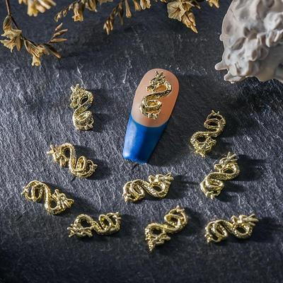 10 stücke 3D Drachen Nagel Charme Nagel Dekoration Vintage Chinesische Frauen Und Mädchen Nail art Zubehör Legierung Design