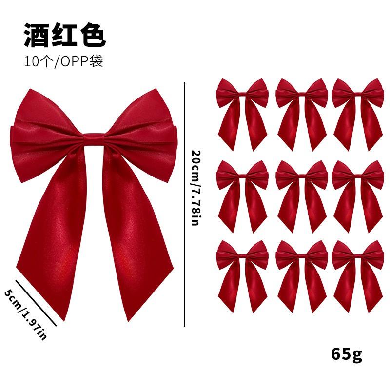 20cm Christmas Bow Ornaments Set Of 10 PU Hanging Decorations Tree Home Holiday Party Decor
