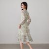 SOFSIL Women's Elegant Floral Print V-Neck Belted Dress