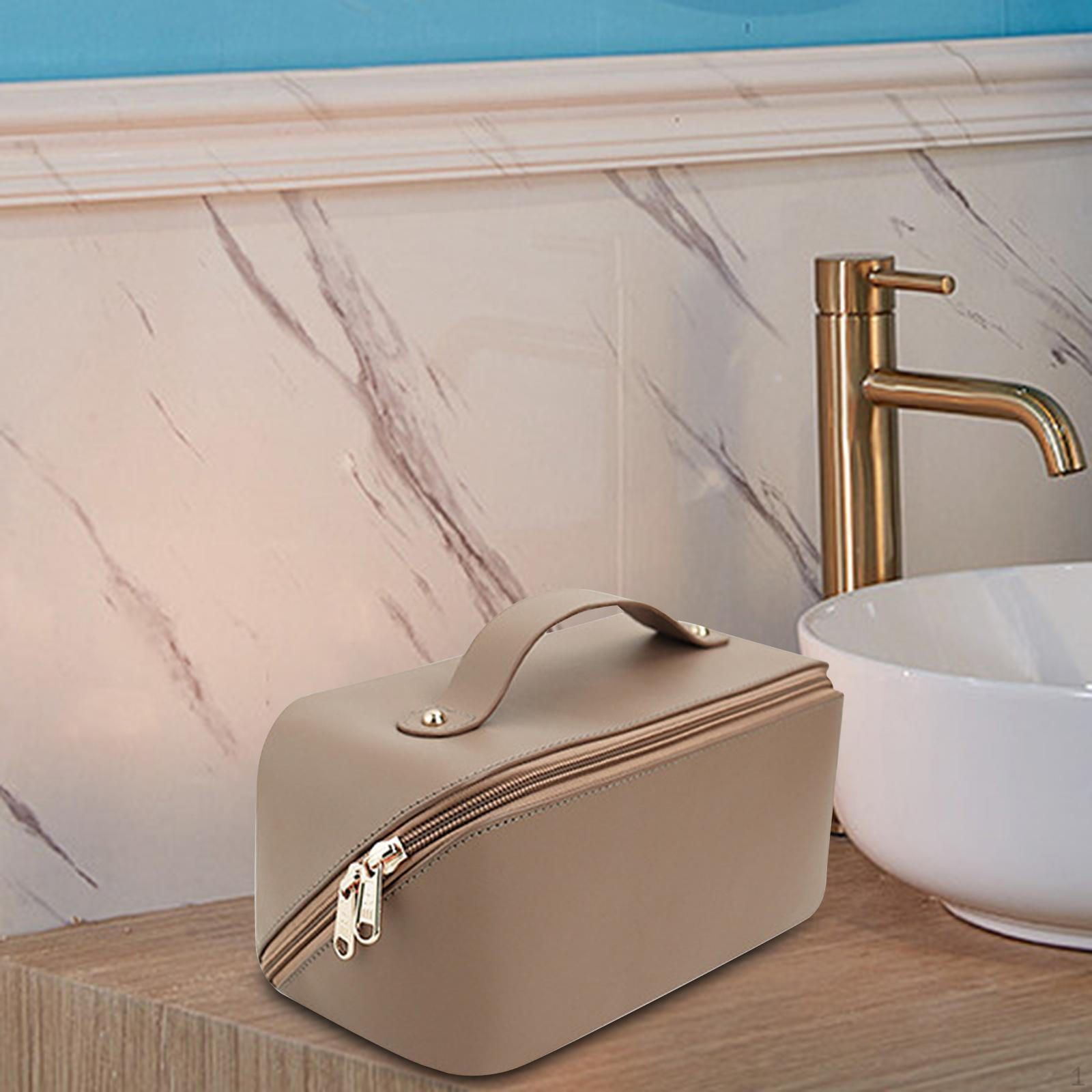 

Toiletry , PU Leather Water Resistant Multifunctional Large Capacity Cosmetic Organizer for Female кофейный