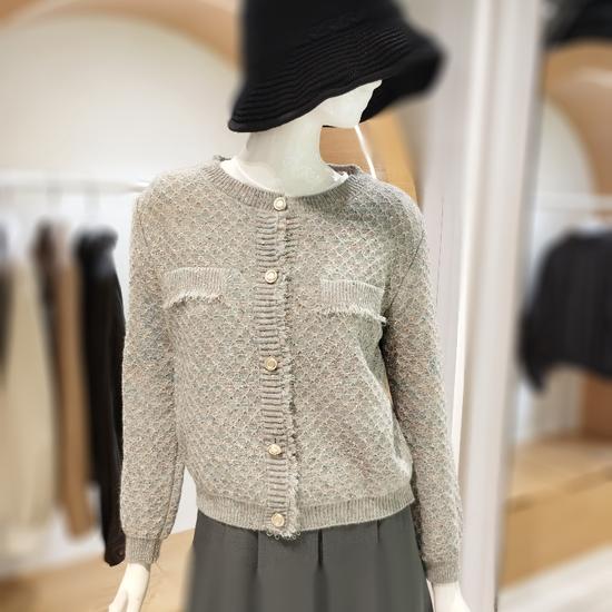 Olive de Olive Round Neck Honey Knit Cardigan YK5WD400 FREE бежевый