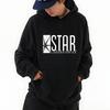 Nova‑badge Men Hoodie Front Stylized Star‑graphic Block‑font Text Motif Pullover For Soft Relaxed Casual Street Wear