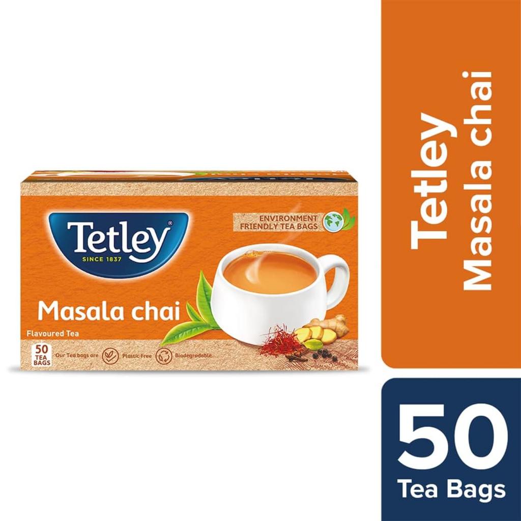Tetley Masala Chai Černý čaj 50 čajových sáčků 100g Osvěžující asámská směs s kořeněnou chutí