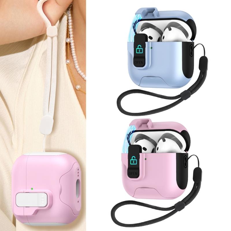 Secure Lock Design Protective Cover With Hiddens Phone Holder Compatible for Pro3 Earbuds Charging Case Shell Holder