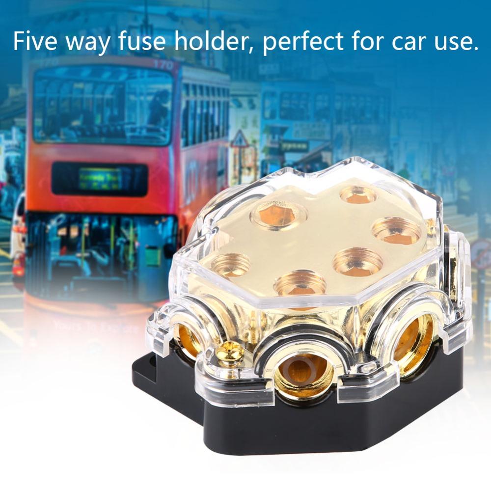 1 in 5 Way Out Power Distributor Block Outlet 1 * 2GA+2*4GA+2*8GA Fuse Holder  Automobile Vehicle