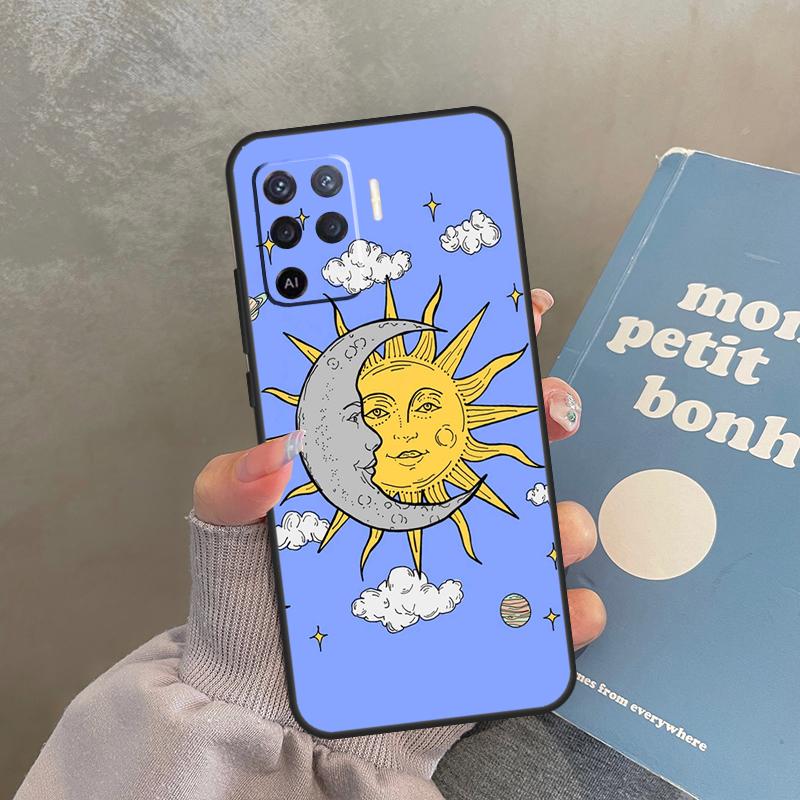 Sun Moon Aesthetic Case For Oppo A74 A94 A54 A18 A38 A58 A78 A98 A40 A60 A80 A16 A76 A96 A15 A17 A77 A57S Cover