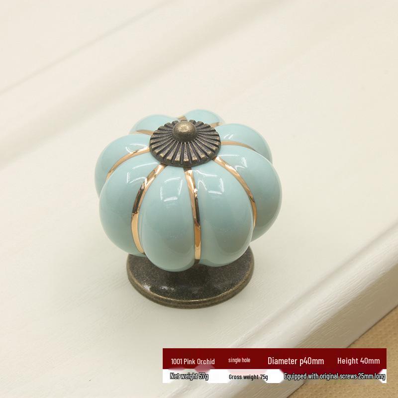 Ivory White Ceramic Pumpkin Pull Handle for European Modern Pastoral Cabinets and Wardrobes