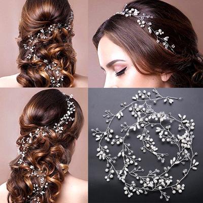 1pc Headband Headpiece Hair Chain Luxury Tiara Fashion Wedding Bridal Faux Pearl Rhinestone