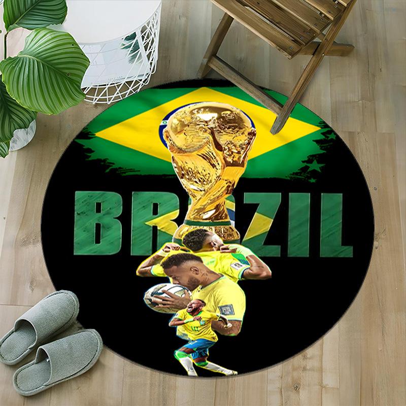 1pc Neymar8 Carpet, Round Rug, Comfortable, Suitable for Entryways, Living Rooms, Office, And Bedrooms, Christmas Decoration