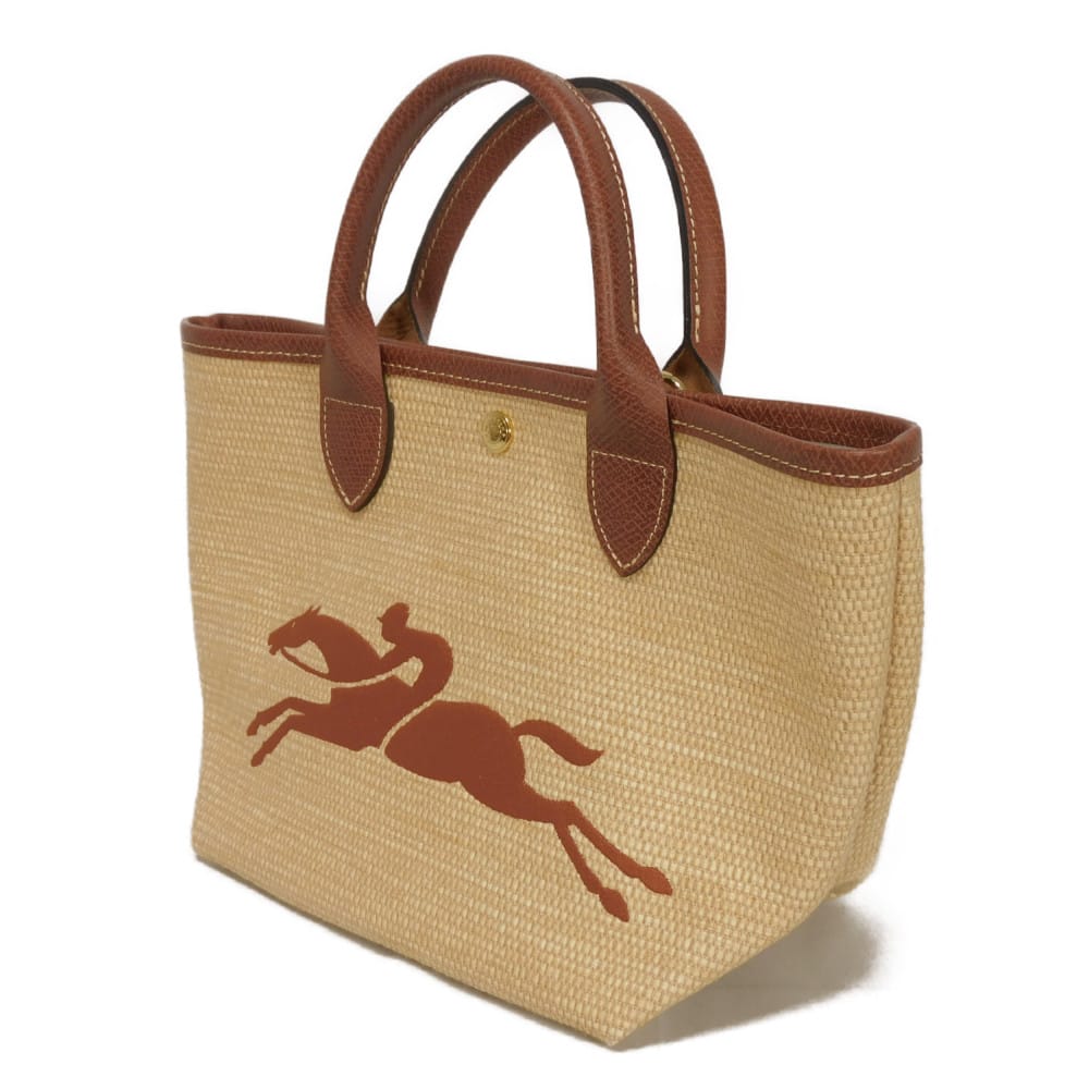 Used 12768 Le Pannier Pliage S 10144HZB035 7922 Canvas Basket Bag 2-Way Shoulder Bag with Hose, Brown, Women's from