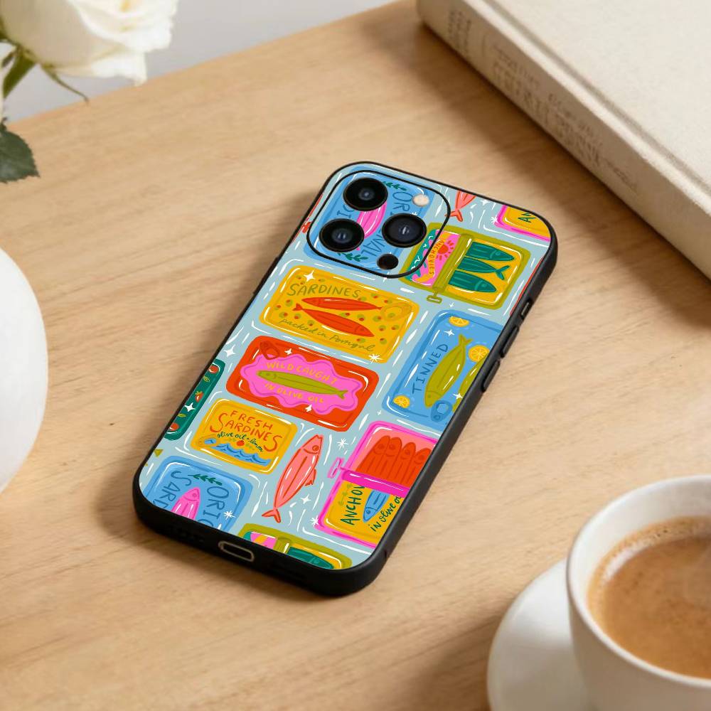 Collage  Phone Case For iPhone 16,15,14,13,12,17,Pro Max,Plus Silicone Black Case