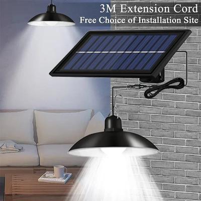 Single Dual Heads Solar Pendant Lights Remote Control Indoor Outdoor Shed Lamp Led Hanging for Storage Room Yard Porch Garden