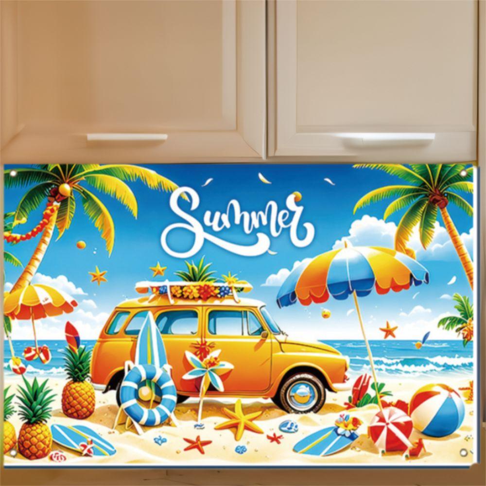 Flower Parasol Ball Design Summer Beach Backdrop Tropical Theme Seaside Backdrop  Summer Event