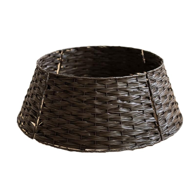 

Natural Rattan Christmas Tree Stand Collar Skirt Hand Woven Base Cover Holiday Decoration for Home Office S кофейный