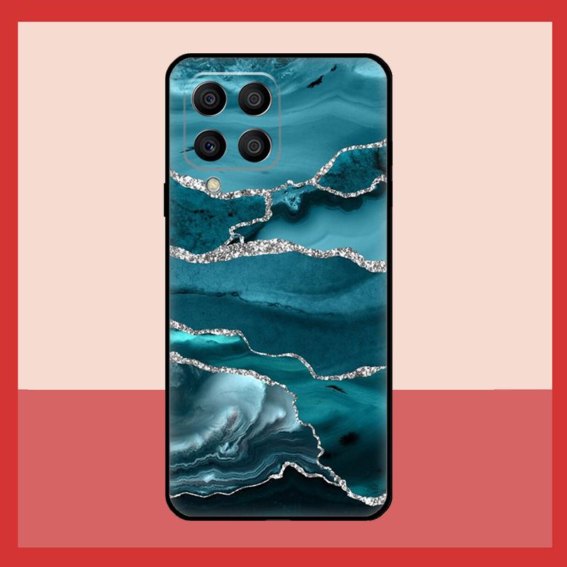 Teal Blue Gold Agate Marble Case For Samsung Galaxy M52 M32 M53 M16 M11 M21 M31 M35 M12 M13 M14 M15 M36 M56 M55 M34 M54