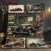 Vintage Car Collection 2D Flat Pattern Flannel Blanket, High Quality All Seasons, Home Decor, Warmth and Comfort, Perfect for Christmas Gifts.