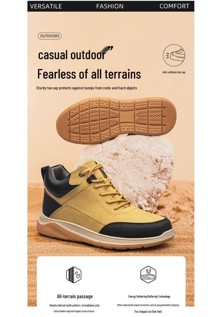 Men's Height-Boosting Casual Shoes, Breathable & Soft 6CM/8CM Sole, Wear-Resistant, Versatile Fashion Sneakers