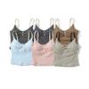 Korean Spicy Girl Striped Camisole: Spring/Summer Slimming Sleeveless Top with Chest Pads in Cotton
