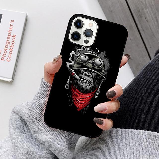 Funny Thinking Monkey With Headphone Phone Case For iPhone 17 Air 16 15 14 13 12 11 Pro Max Plus Max Cover coque