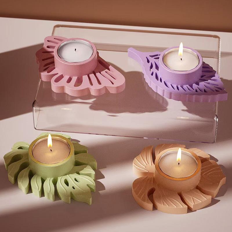 Aromatherapy Gypsum Shaped Leaf Candle Holder Ornament Silicone Mold DIY Leaf Candle Base Decorative Resin Mold Handmade Crafts