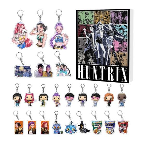 Demon Hunter Advent Calendar Cartoon Anime Figures Keychains Set 24 Days Christmas Countdown Calendar Collection Gift for Fans