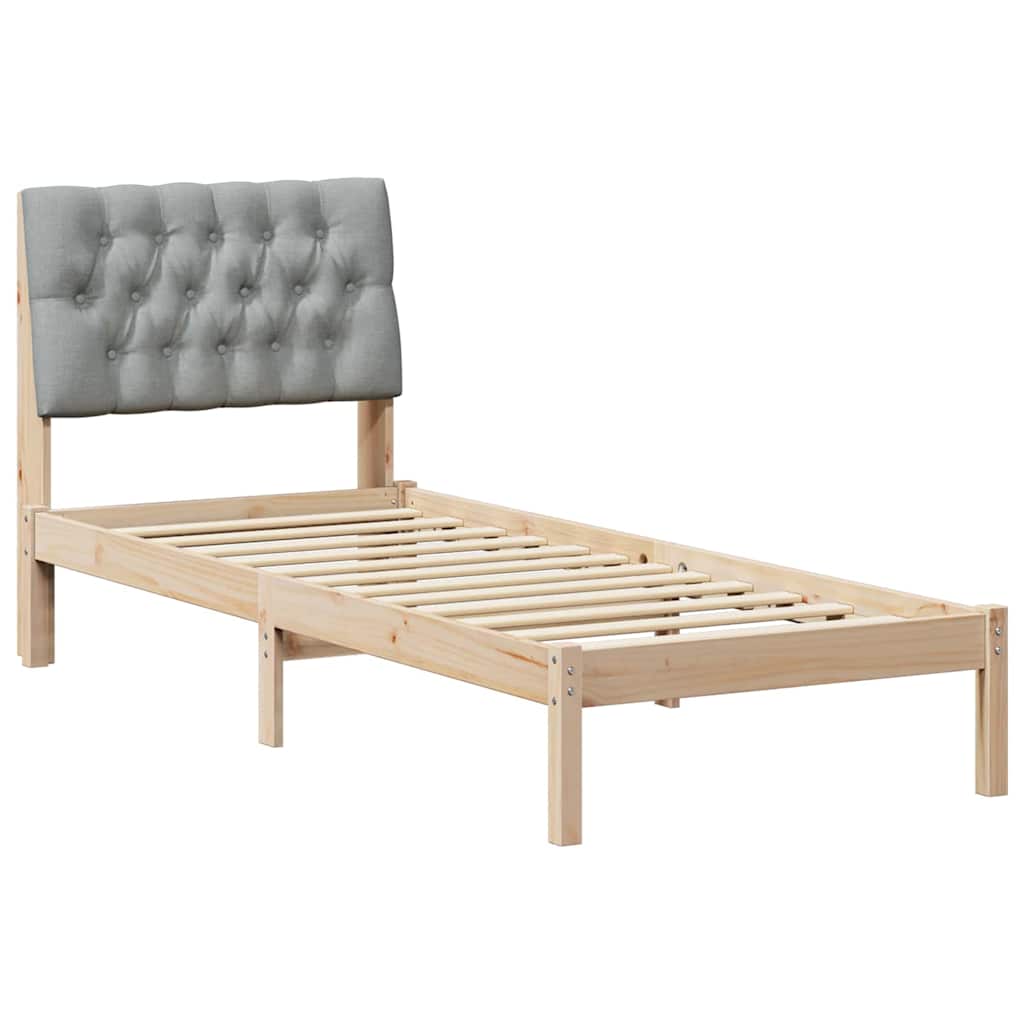 Bed Frame with Padded Headboard Brown 75 x 190 cm