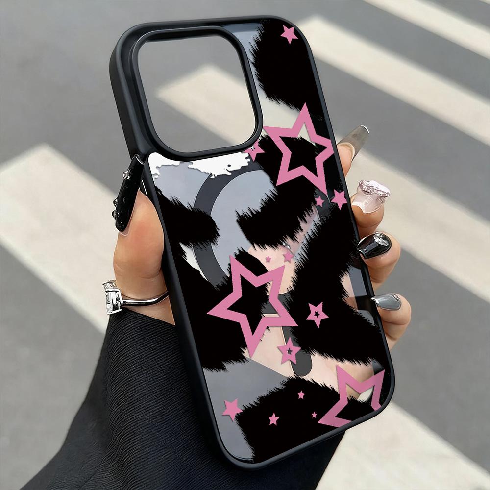 Ins Korean Series Star Bowknot Wireless Charging Case for iPhone 17 Air 16 E 15 14 13 12 Mini 11 Pro Max XS Max 8 7 Plus Cover