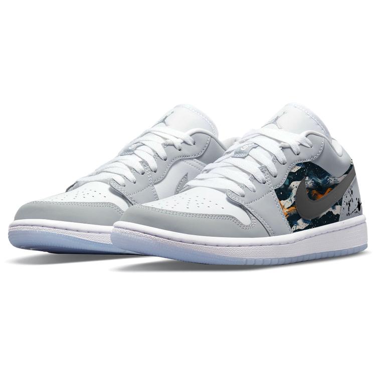 Jordan Air Jordan 1 Abrasion Resistant Slip Resistant Low top Vintage Basketball Shoes Women's Gray White DC0774-105(Team181-)