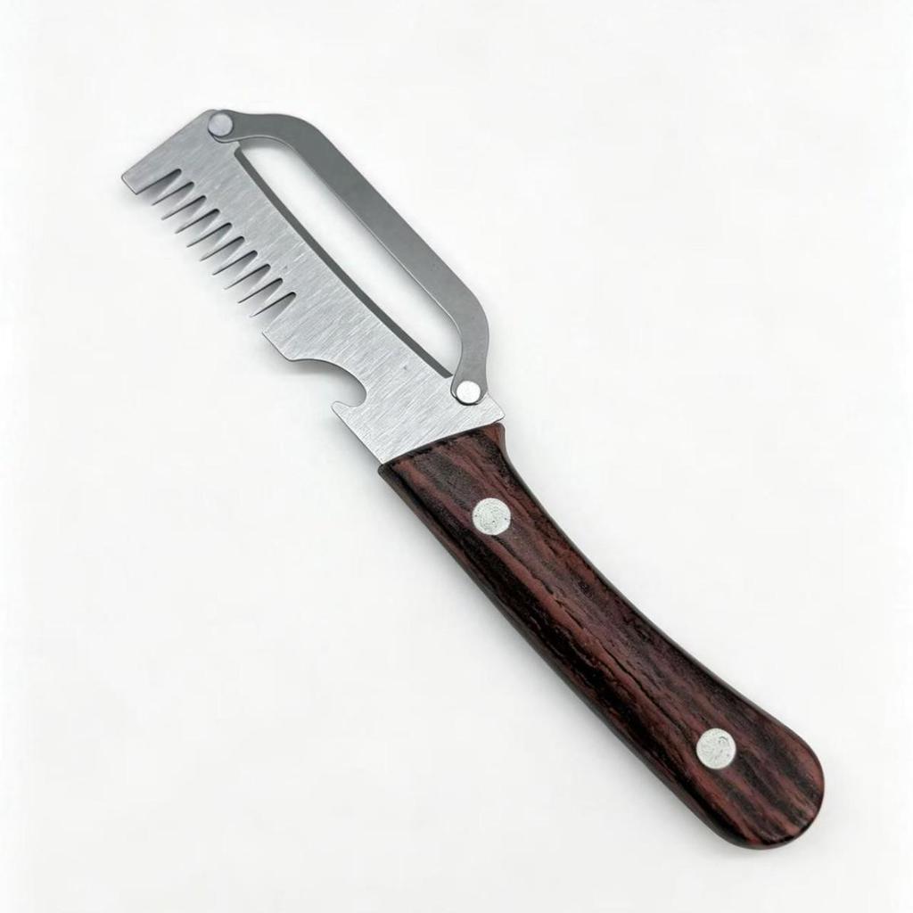 Multi-functional Wooden Handle Stainless Steel Peeler & Melon/Scallion Slicer