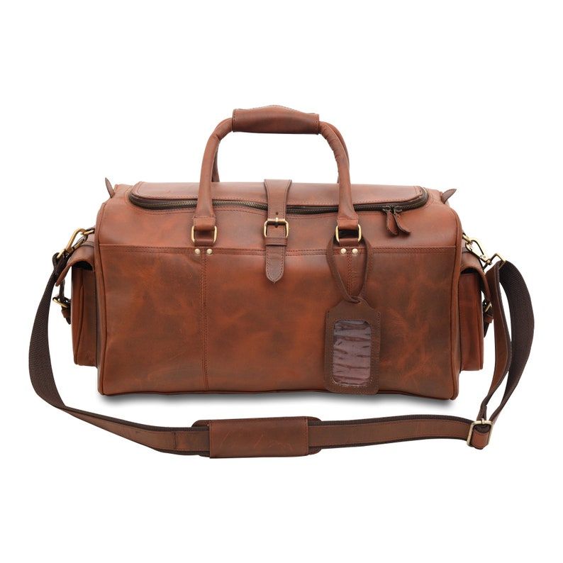Leather Duffle Bag: Handmade Weekender Travel Bag