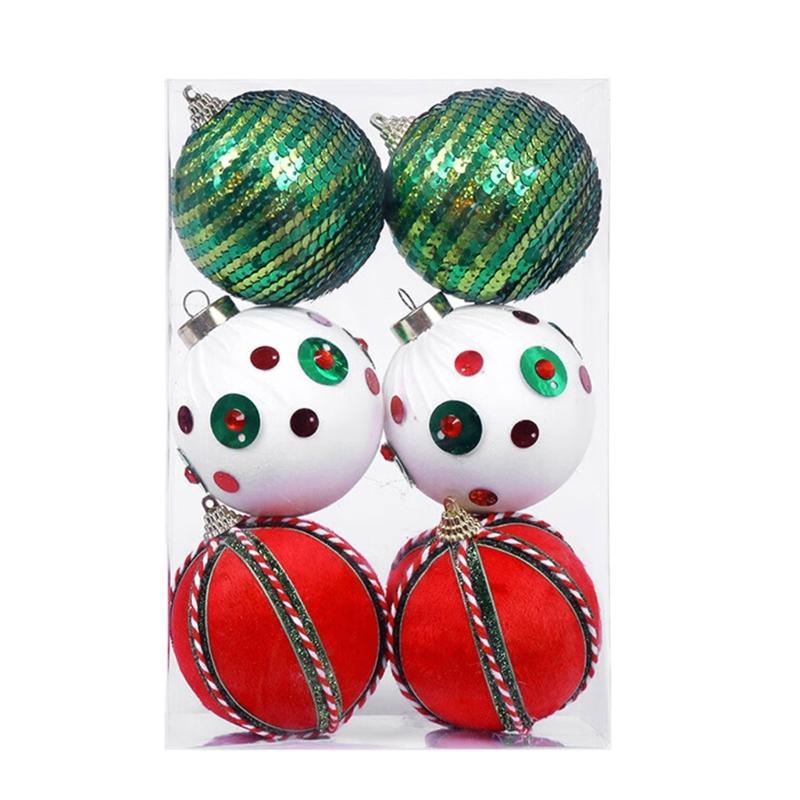 Festival Dekokugel 8cm Mehrfarbige Sprenkel Plüsch Weihnachtsbaumschmuck Heimparty Mall Dekoration
