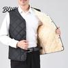 Sleeveless Jacket Men Closure V-Neck Vest with Down Padding Autumn Winter Pocket Button Solid Color