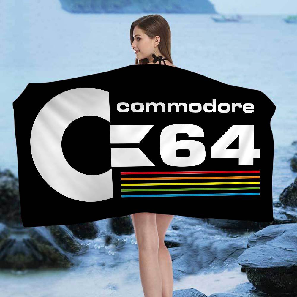 C-Commodore 64 Logo Beach Towel Colorful Bath Towels For Girl Microfiber Quick Dry Custom Sand Free Beach Yoga Spa Gym Pool
