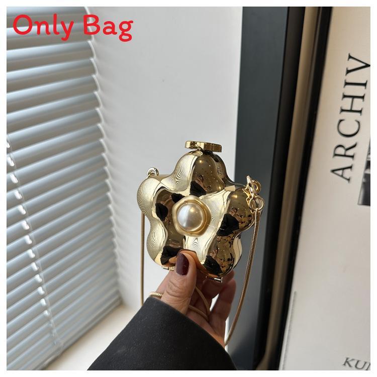 Mini Pu Box Bag With Flower Embellishments For Daily Casual Wear