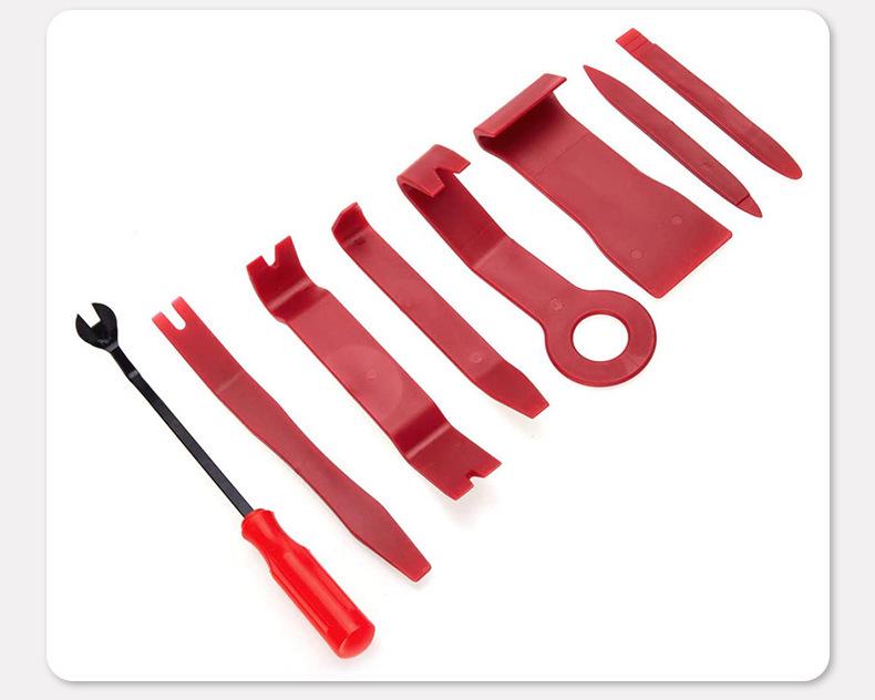 8-Piece Car Audio Modification Tool Kit with Pry Bars, Door Panel Clips, and Screwdrivers