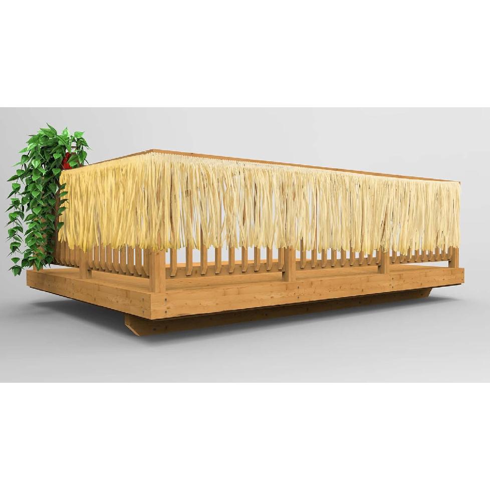 Hawaiian Luau Grass Raffia Fringe Banner Table Skirt for Tropical Birthday Party Tiki Bar, Tent,Chair Skirt,Deck Skirt,Garland Graduation Summer