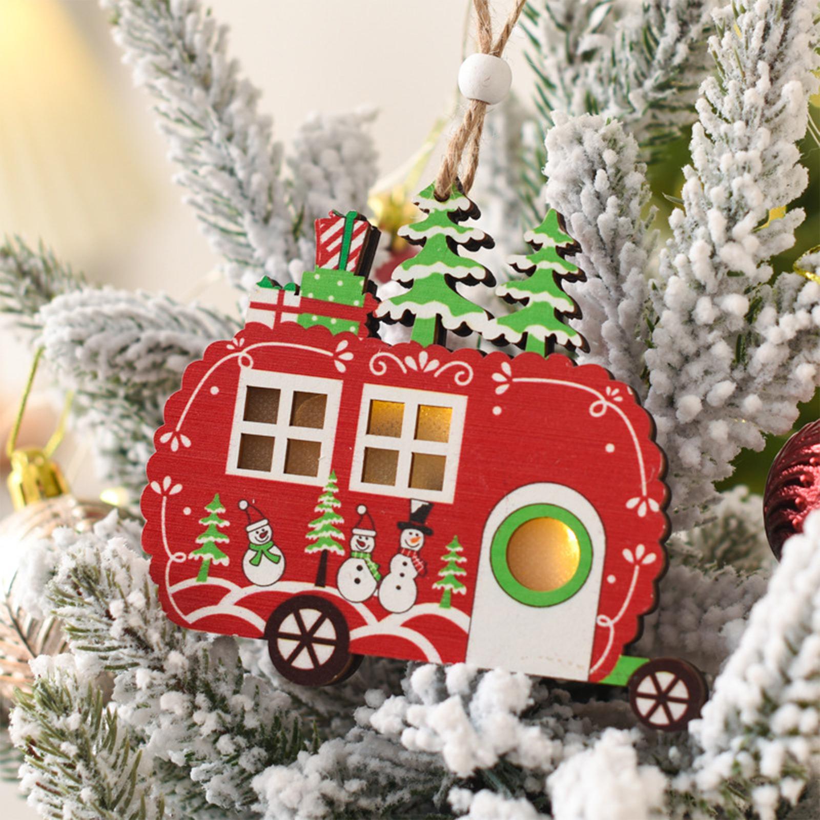 

Christmas Decoration Supplies Creative Hollow Wooden Luminous Small Pendants Gifts Christmas Tree Hangings Car Pendants One Size