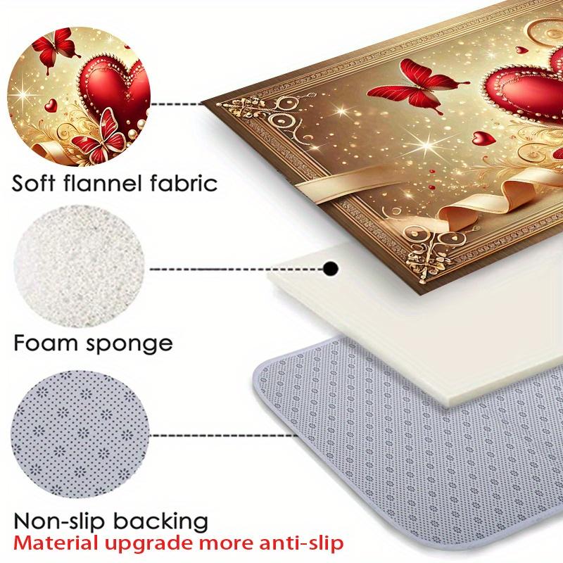 VIKAMA Valentine's Day Welcome Doormat Romantic Heart-Shaped Entrance Rug Soft Non-Slip Bedroom & Bathroom Mat Home Decor