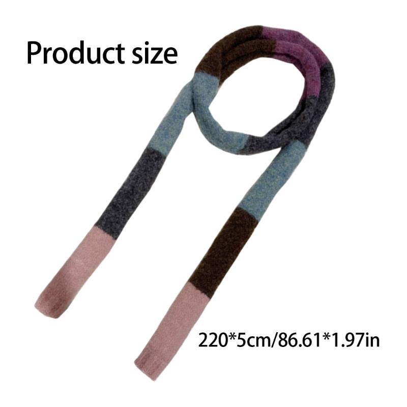 Trendy Skinny Knitted Scarf Soft Wool Blend Neckerchief Women's Neckwear for Daily Wear and Festivals