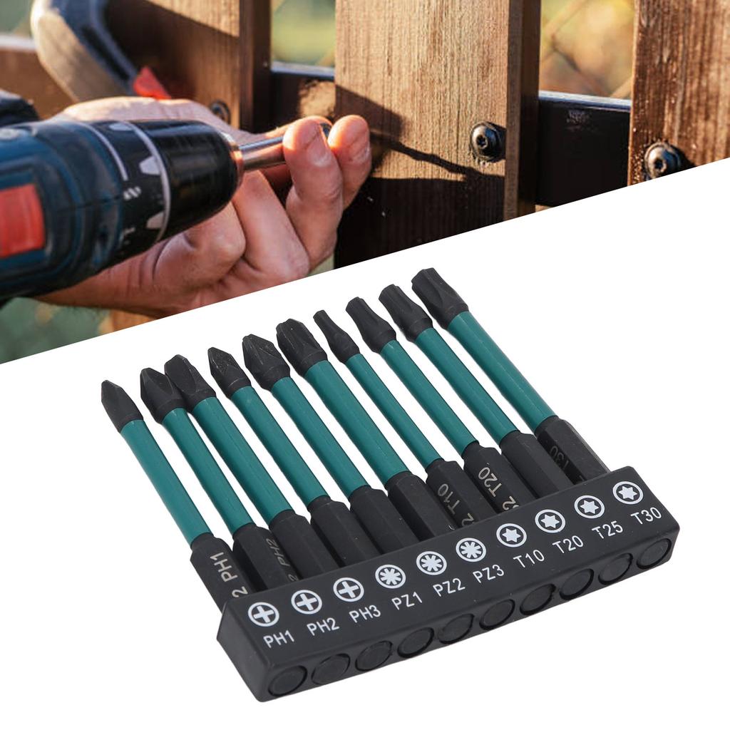 10 Stück 1/4 Zoll Sechskantschaft Schraubendreher-Bit-Set Schwarz Phosphatiert S2 Legierter Stahl Schlagfest Treiber B