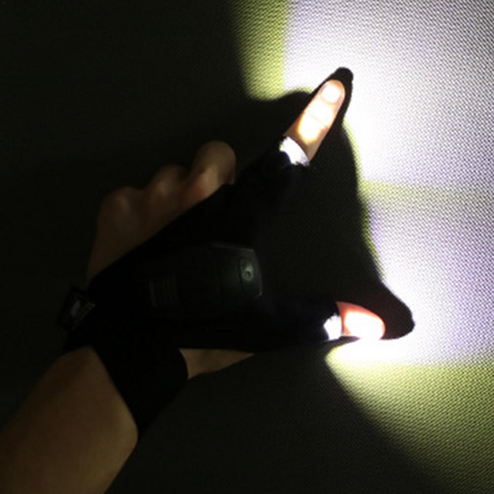 Night Light Waterproof Fishing Gloves with LED Flashlight Rescue Tools Outdoor Gear Cycling Practical Fingerless Gloves