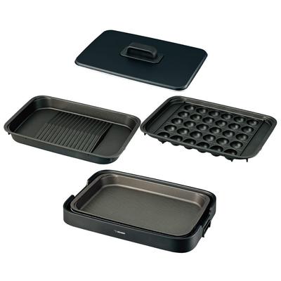 ZOJIRUSHI Varmeplade Yakiyaki 3-delt Type Kompakt Dyb Plade Yakiniku Plade Takoyaki Plade Sort EA-KK30AM-BA