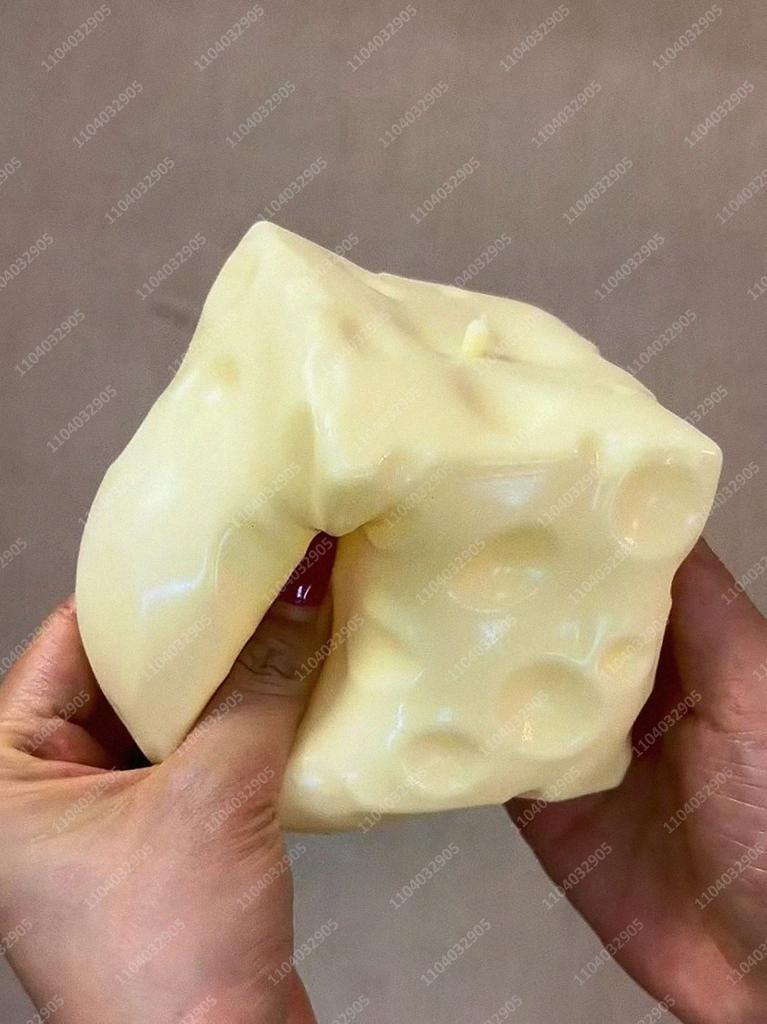 Jumbo Cheese Cube Stress Ball Big Cheese Shapeable Squeeze Ball Non-Bounce Fidget Toy ASMR Sensory Anti-Stress Christmas Gift